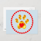 黄金の前足とハート ポストカード (正面/裏面)