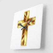 黄金の十字架 スクエア壁時計 (傾斜)