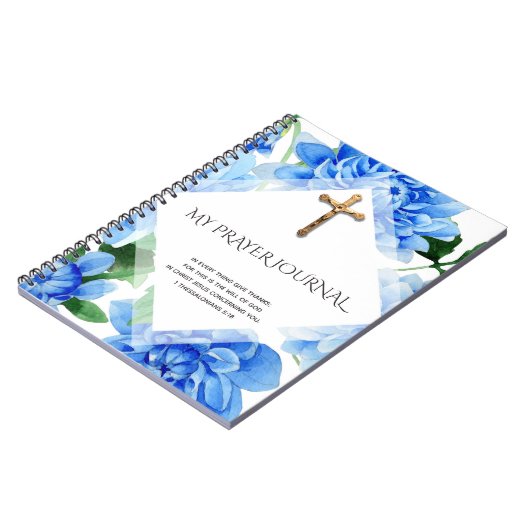 黄金の十字架 | ブルーダリア | 祈りの言葉仕訳帳 ノートブック (左側)