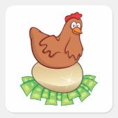 黄金の卵を抱えている鶏 スクエアシール (正面)