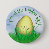 「黄金の卵を見つけた」タイポグラフィグリーングラス 缶バッジ (正面)