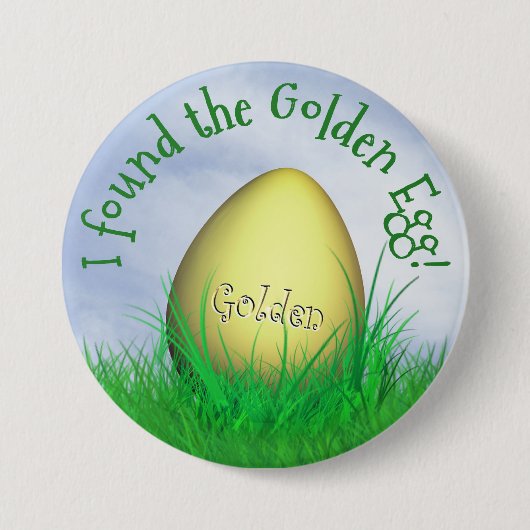 「黄金の卵を見つけた」タイポグラフィグリーングラス 缶バッジ (正面)