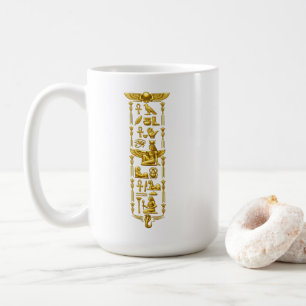 黄金の古代エジプトシンボル – 高級なヒエログリフ コーヒーマグカップ