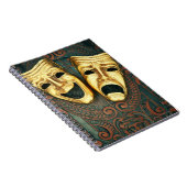 黄金の喜劇と悲劇の面パターン(の模様が)あるは ノートブック (右側)