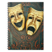 黄金の喜劇と悲劇の面パターン（の模様が）あるは ノートブック (正面)