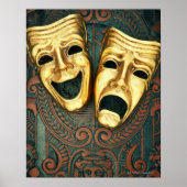 黄金の喜劇と悲劇の面パターン(の模様が)あるは ポスター (正面)