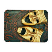 黄金の喜劇と悲劇の面パターン(の模様が)あるは マグネット (横)