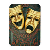 黄金の喜劇と悲劇の面パターン（の模様が）あるは マグネット (縦)