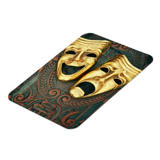 黄金の喜劇と悲劇の面パターン（の模様が）あるは マグネット (左側)