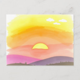 黄金の夕日地平線　風景ポストカード ポストカード