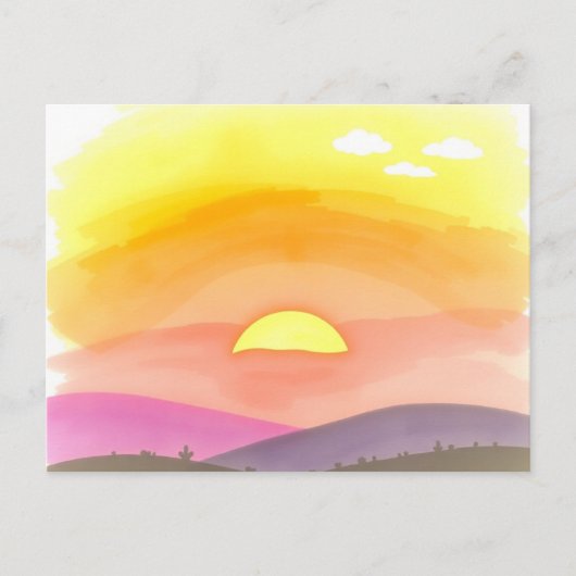 黄金の夕日地平線 風景ポストカード ポストカード (正面)