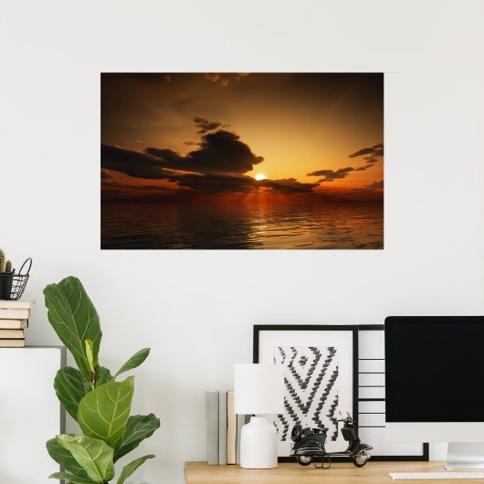 黄金の夕日 ポスター (ホームオフィス)