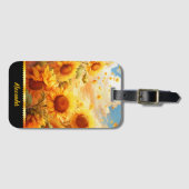 黄金の夕暮れの下でヒマワリが光る ラゲッジタグ (正面横)