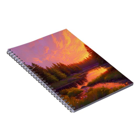 黄金の夕焼けの松の森の抱擁 ノートブック (右側)