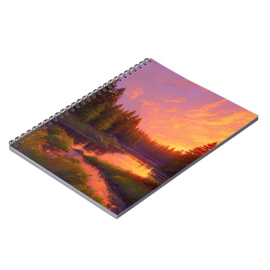 黄金の夕焼けの松の森の抱擁 ノートブック (左側)