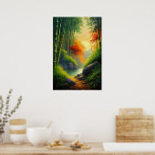 黄金の夕焼け竹の森 ポスター (キッチン)