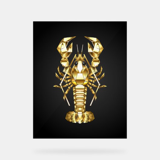 黄金の多角形のロブスタークロウフィッシュの黒 アクリルサイン (正面)