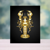 黄金の多角形のロブスタークロウフィッシュの黒 アクリルサイン (ニュートラル)