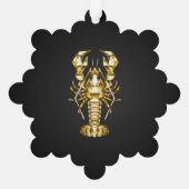 黄金の多角形のロブスタークロウフィッシュの黒 オーナメントカード (裏面)