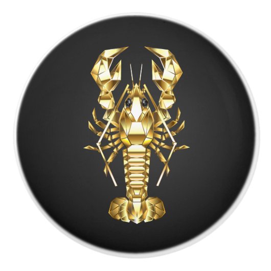 黄金の多角形のロブスタークロウフィッシュの黒 セラミックノブ (正面)