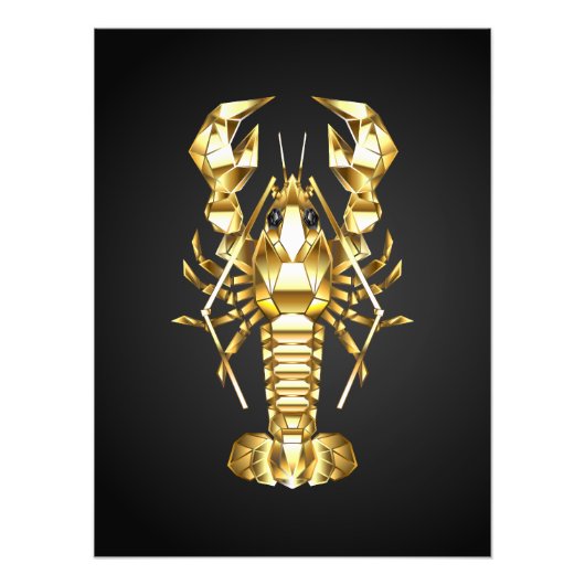 黄金の多角形のロブスタークロウフィッシュの黒 フォトプリント            (正面)