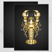 黄金の多角形のロブスタークロウフィッシュの黒 招待状 (正面/裏面)