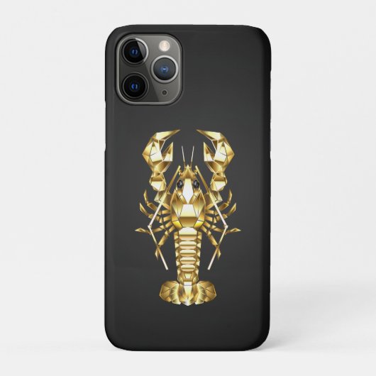 黄金の多角形のロブスタークロウフィッシュの黒 Case-Mate iPhoneケース (裏)