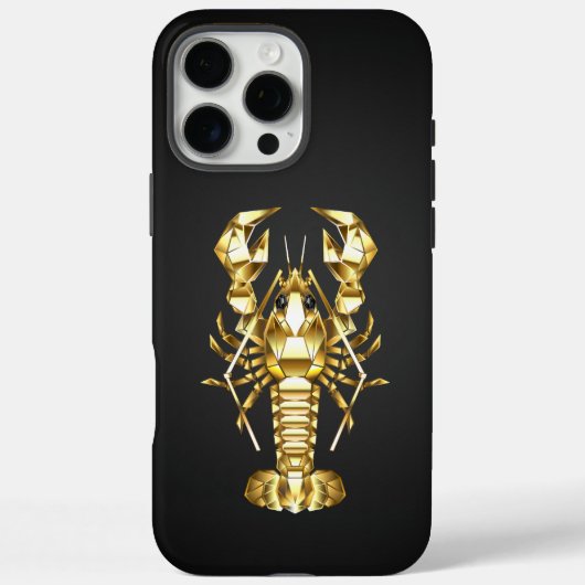 黄金の多角形のロブスタークロウフィッシュの黒 Case-Mate iPhoneケース (裏面)