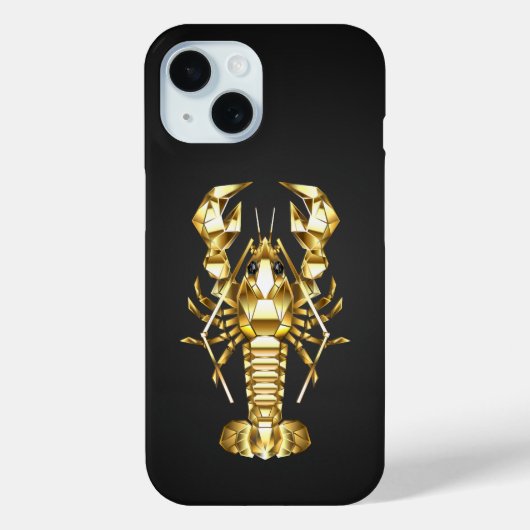 黄金の多角形のロブスタークロウフィッシュの黒 Case-Mate iPhoneケース (裏面)
