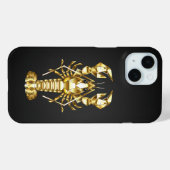黄金の多角形のロブスタークロウフィッシュの黒 Case-Mate iPhoneケース (裏面 (横))