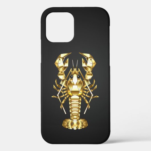 黄金の多角形のロブスタークロウフィッシュの黒 Case-Mate iPhoneケース (裏面)