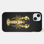 黄金の多角形のロブスタークロウフィッシュの黒 iPhoneケース (裏面横)