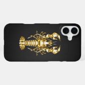 黄金の多角形のロブスタークロウフィッシュの黒 iPhoneケース (裏面横)