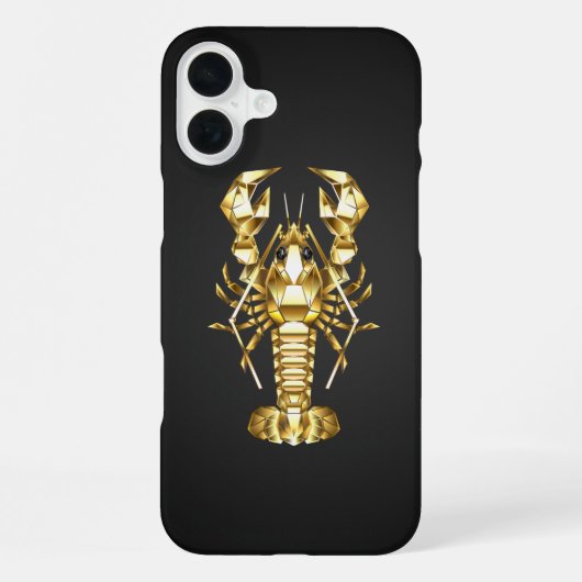 黄金の多角形のロブスタークロウフィッシュの黒 iPhoneケース (裏面)
