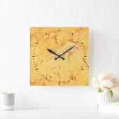 黄金の大理石効果 スクエア壁時計 (ホーム)