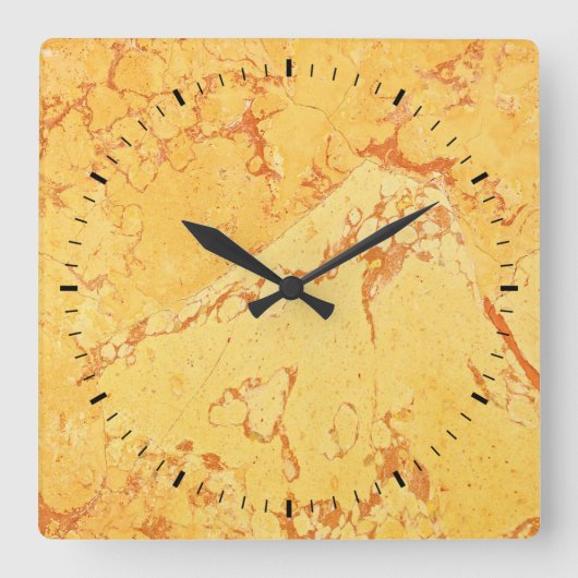 黄金の大理石効果 スクエア壁時計 (正面)