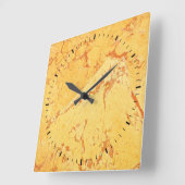 黄金の大理石効果 スクエア壁時計 (傾斜)