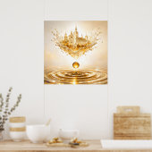 黄金の大聖堂の液体の飛沫 ポスター (キッチン)