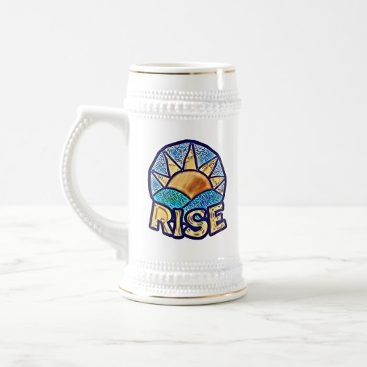 黄金の太陽が昇る~元気なメッセージ ビールジョッキ (左)