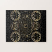 黄金の太陽の月の星の天文学の芸術 ジグソーパズル (横)