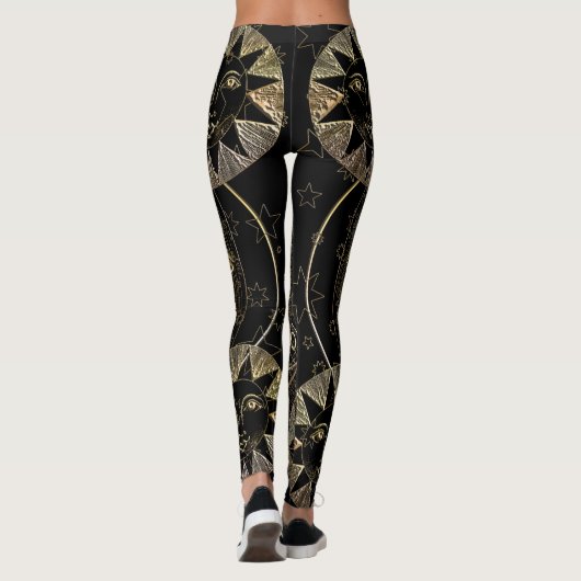 黄金の太陽の月の星の天文学の芸術 レギンス (裏面)