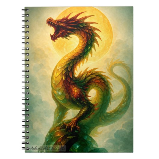 黄金の太陽の蛇竜 ファンタジーアート ノートブック (正面)