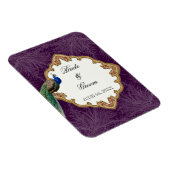 黄金の孔雀と渦巻き – 結婚式日付を保存 マグネット (右側)