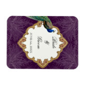 黄金の孔雀と渦巻き – 結婚式日付を保存 マグネット (横)