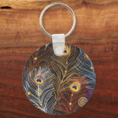 黄金の孔雀の羽:暗いパターン。 キーホルダー (正面)