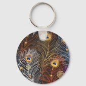 黄金の孔雀の羽:暗いパターン。 キーホルダー (裏面)