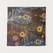 黄金の孔雀の羽：暗いパターン。 タペストリー (正面(横))