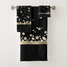 黄金の宝石ダイヤモンド（黒）とモノグラム バスタオルセット