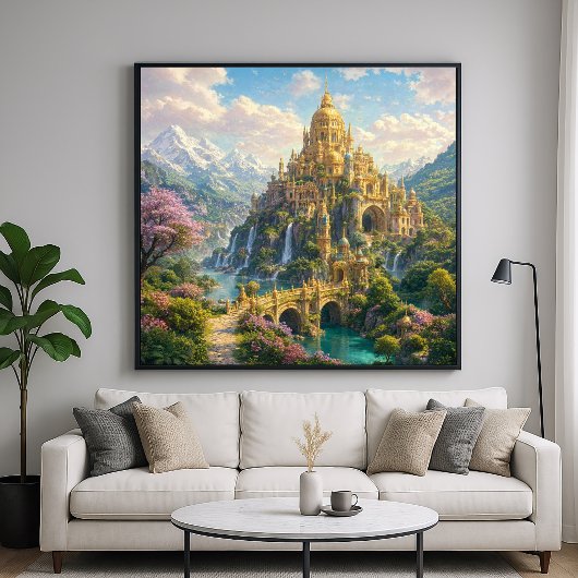 黄金の宮殿の幻想的な風景 ポスター