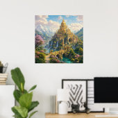 黄金の宮殿の幻想的な風景 ポスター (ホームオフィス)